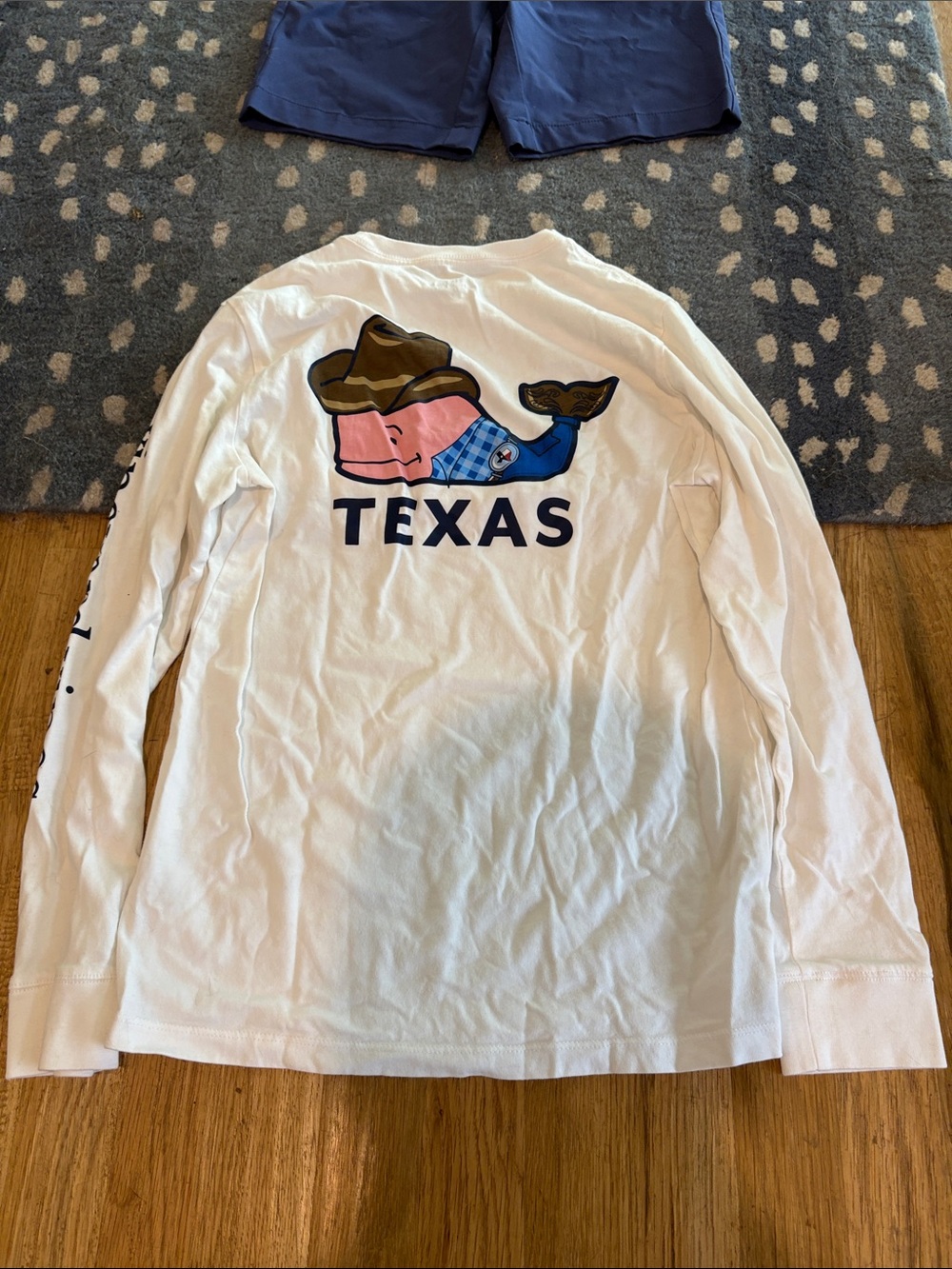 Vineyard Vines White Long Sleeve Tee with Texas Whale Graphic